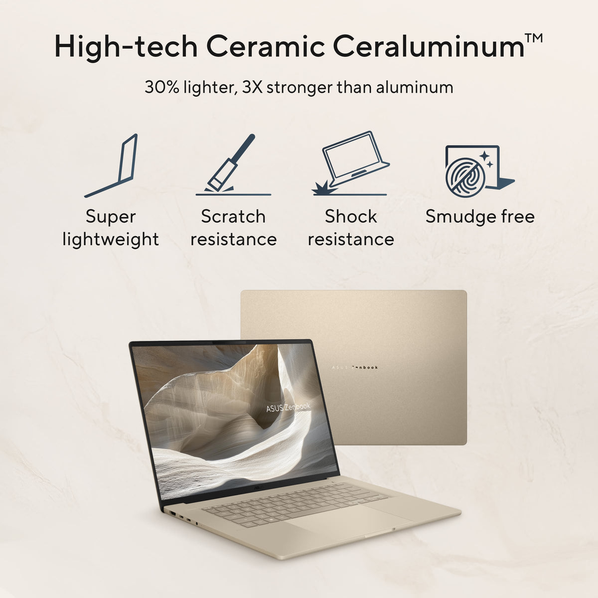 ASUS - Zenbook A16 16" 2K OLED Laptop - Snapdragon X X1 - 32GB RAM - 1TB SSD - Copilot+ PC - Zabriskie Beige