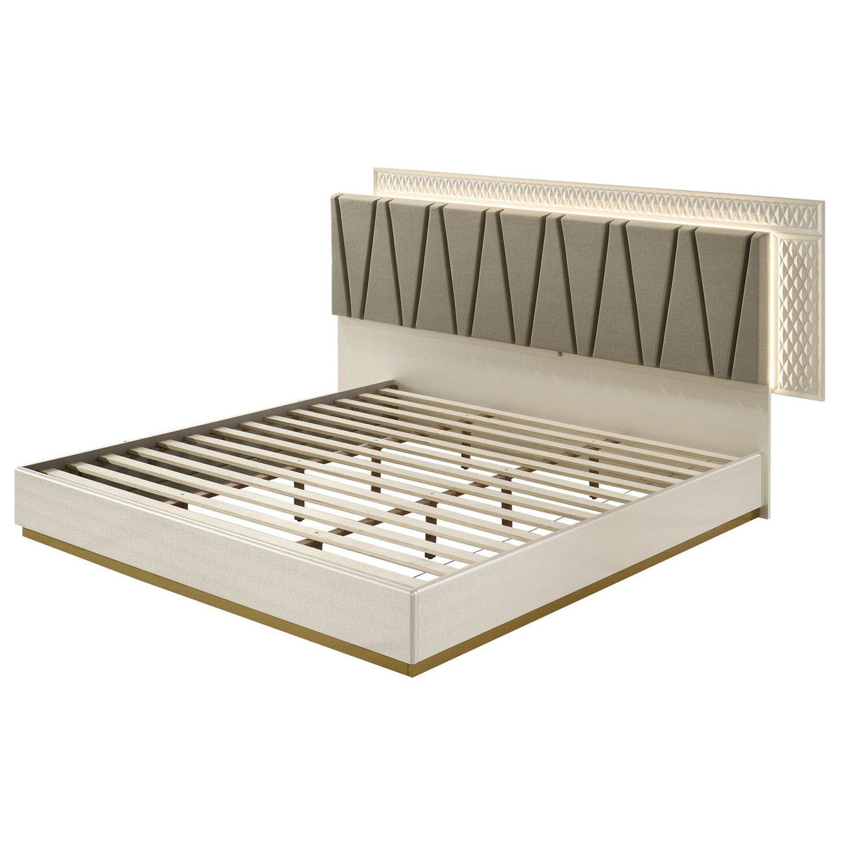 Stanley - Cama con cabecero tapizado LED