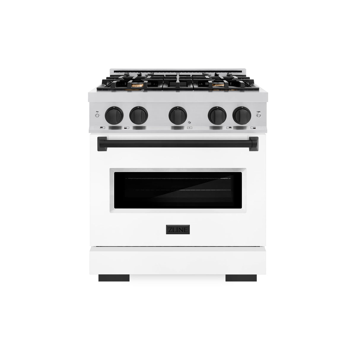ZLINE - 30 in. Wide 4 Burner Autograph Classic Gas Range Black Accents (CGRZ-WM-30-MB) - White