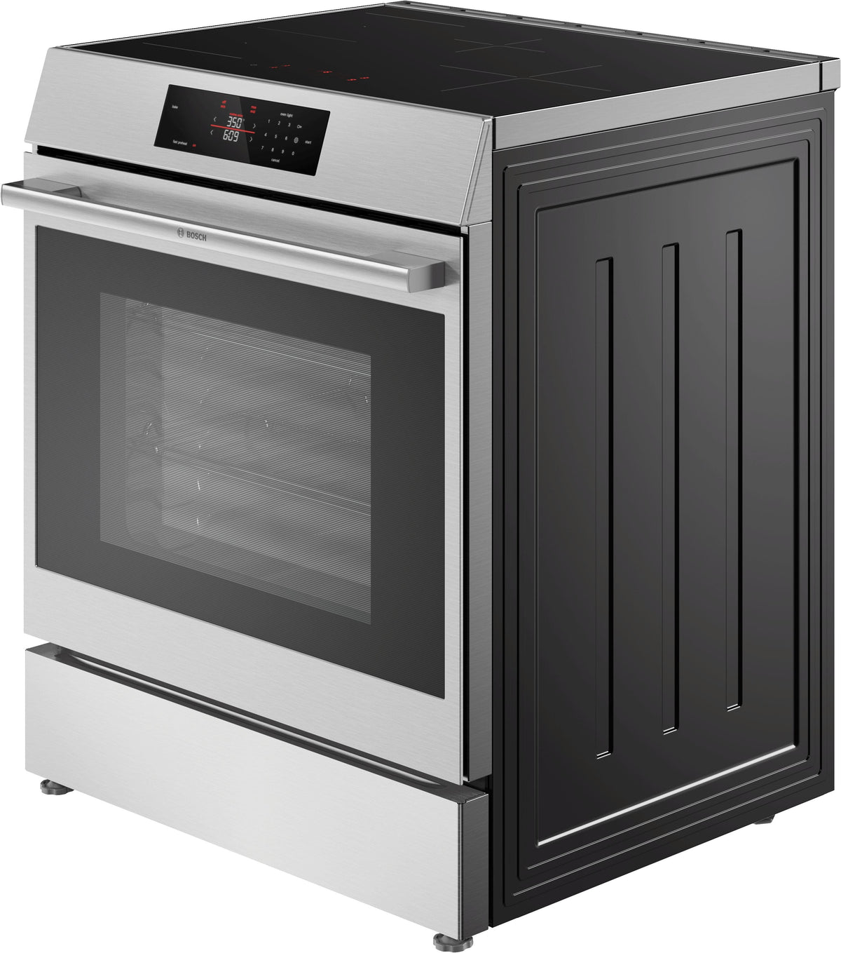 Bosch - 500 Series 30 in. Wide 5.8 Cu. Ft. Slide-In Electric Induction Range with Convection, Steam cleaning and 4 Elements - Stainless Steel