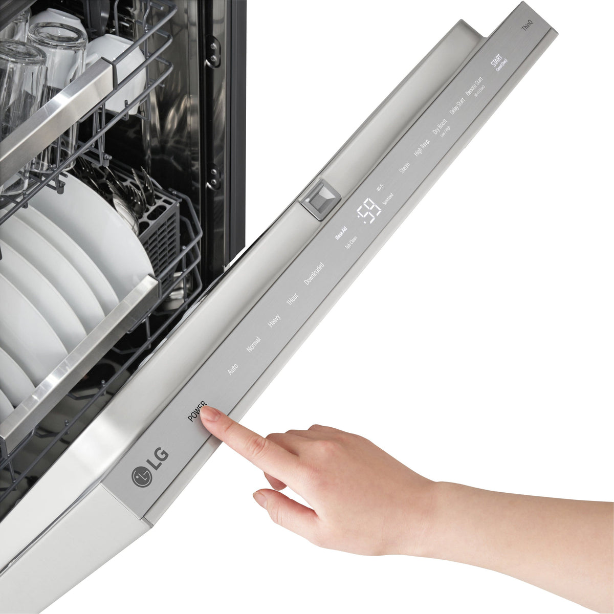 LG - FlushFit 24-in Top Control Smart Built-In Stainless Steel Tub Dishwasher with 3rd Rack, 1 Hour Wash and Dry, 42dBA - Stainless Steel
