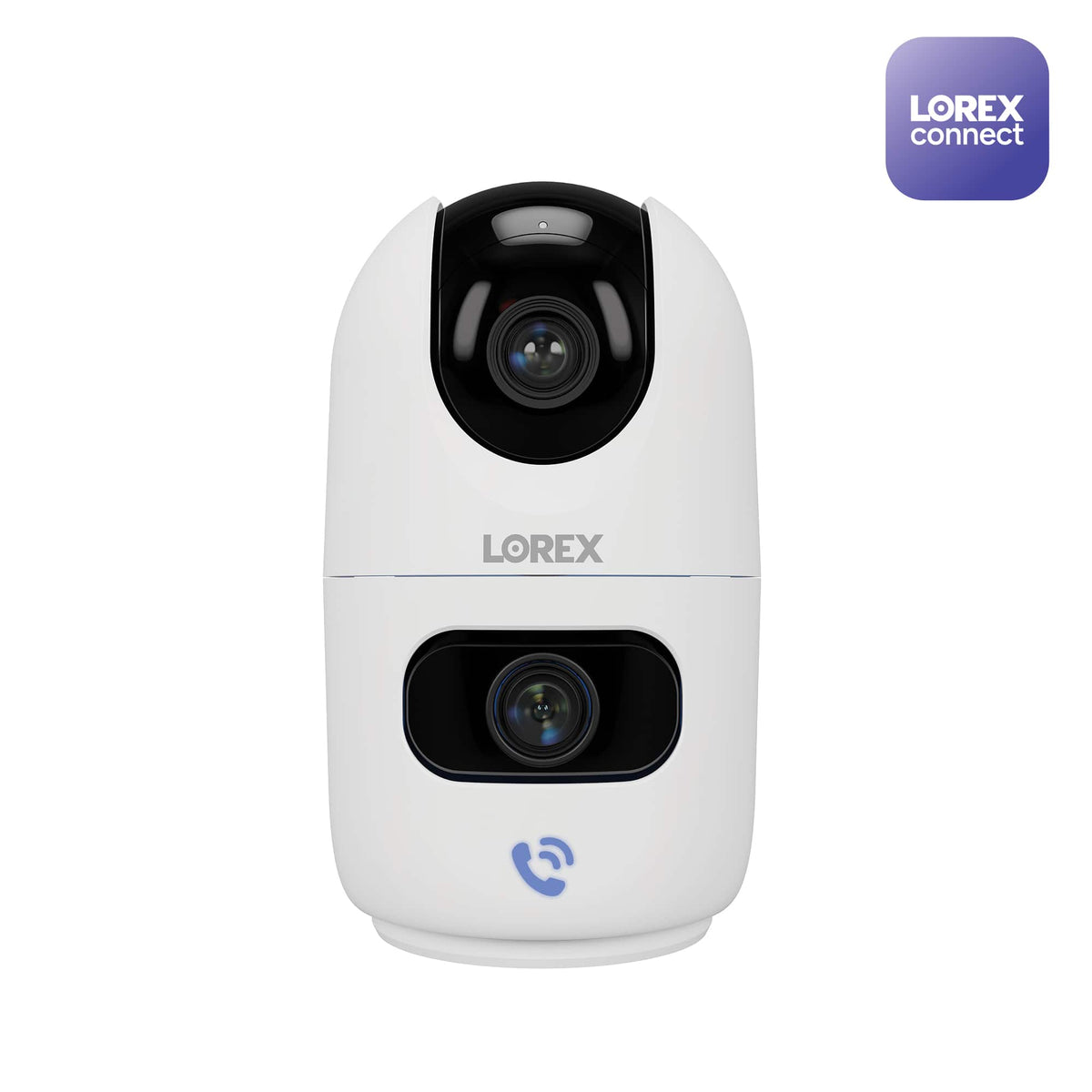 Lorex - Connect 2K Dual-Lens Indoor Pan-Tilt Wireless Security Camera - White