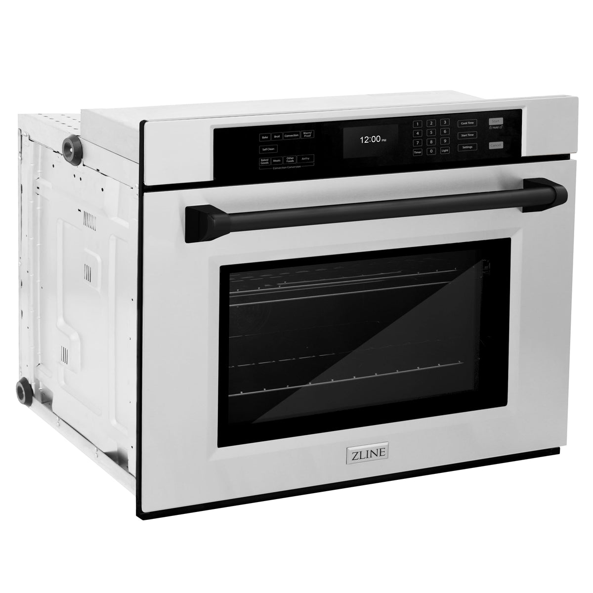ZLINE - 30 in. Autograph Wall Oven w/ Air Fry and Self Clean w/ Matte Black Handle - Stainless Steel