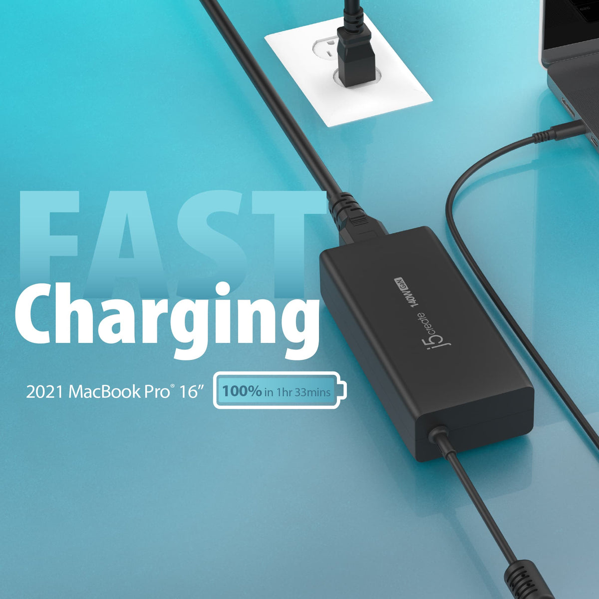 j5create - 140W GaN PD 3.1 USB-C Charger - Black