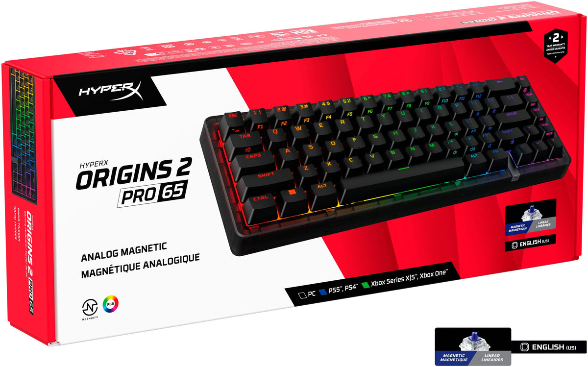 HyperX - Origins 2 Pro 65% Wired Magnetic Linear Switch Gaming Keyboard with RGB Back Lighting - Black