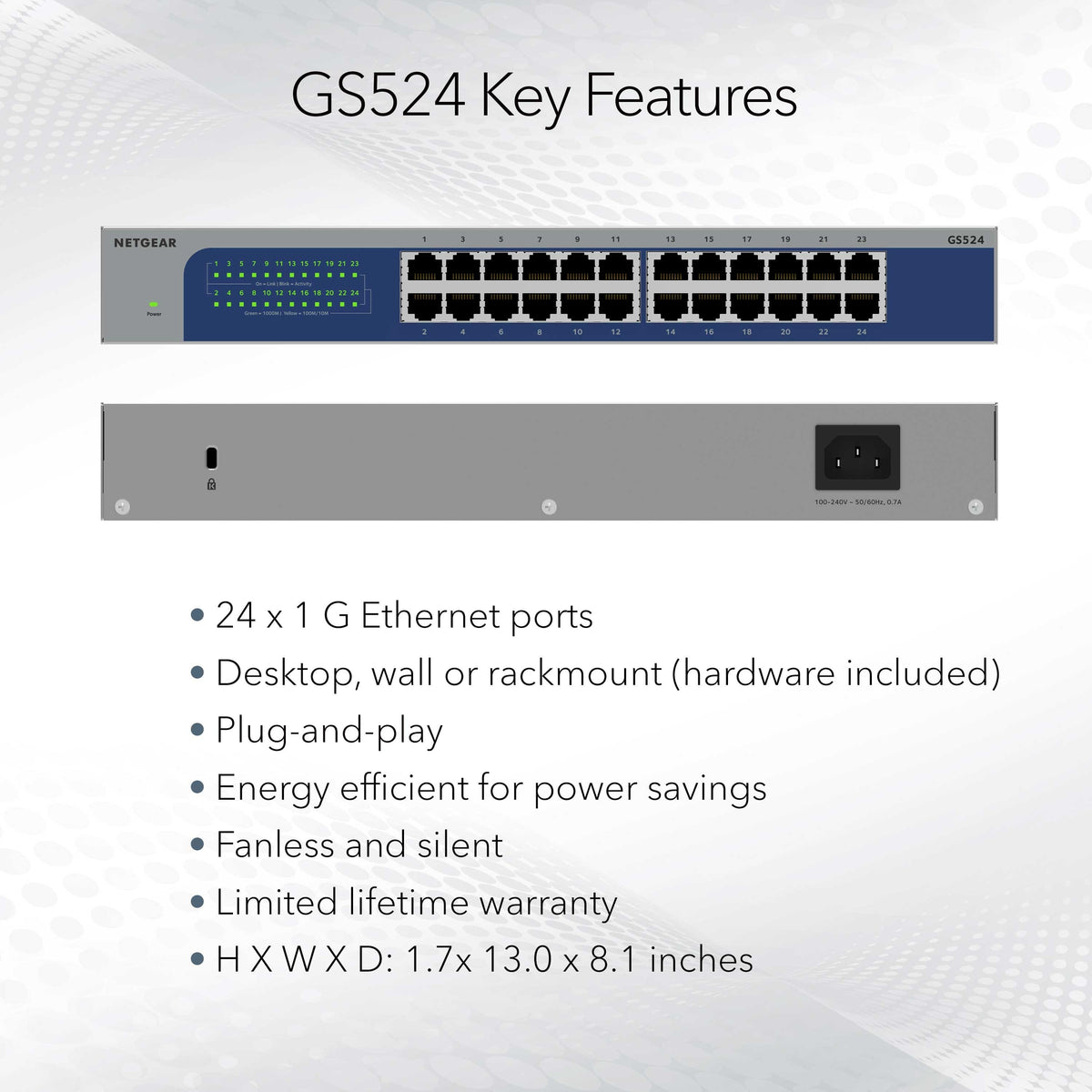 NETGEAR - 24-port Gigabit Ethernet Switch - Gray