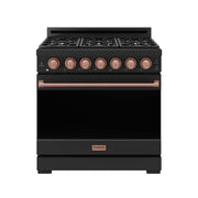 36 in. Wide 6 Burner Gordon Ramsay Series by Thor Kitchen 6.0 Cu. Ft Freestanding Gas Range with Rose Gold Hardware - Black
