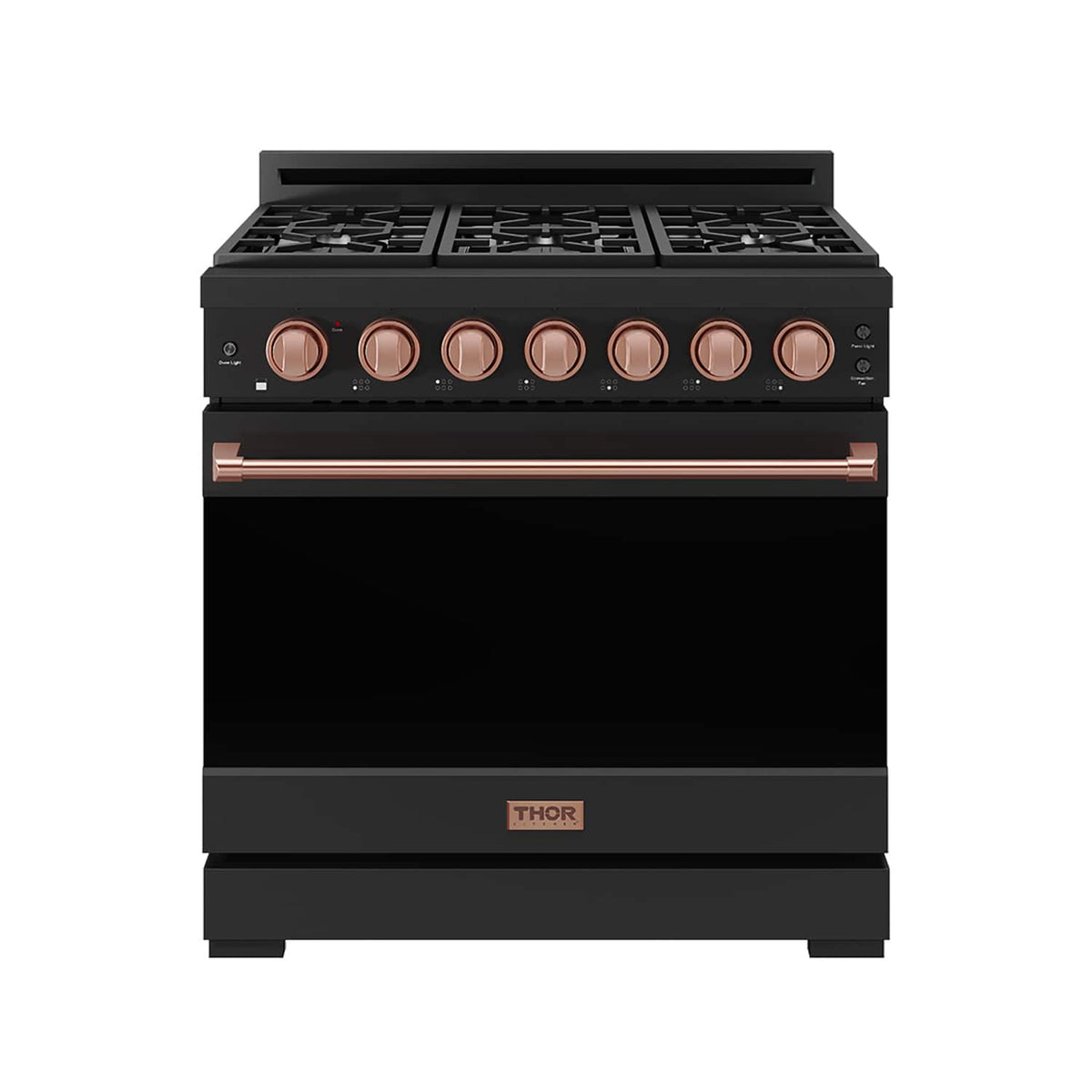 36 in. Wide 6 Burner Gordon Ramsay Series by Thor Kitchen 6.0 Cu. Ft Freestanding Gas Range with Rose Gold Hardware - Black