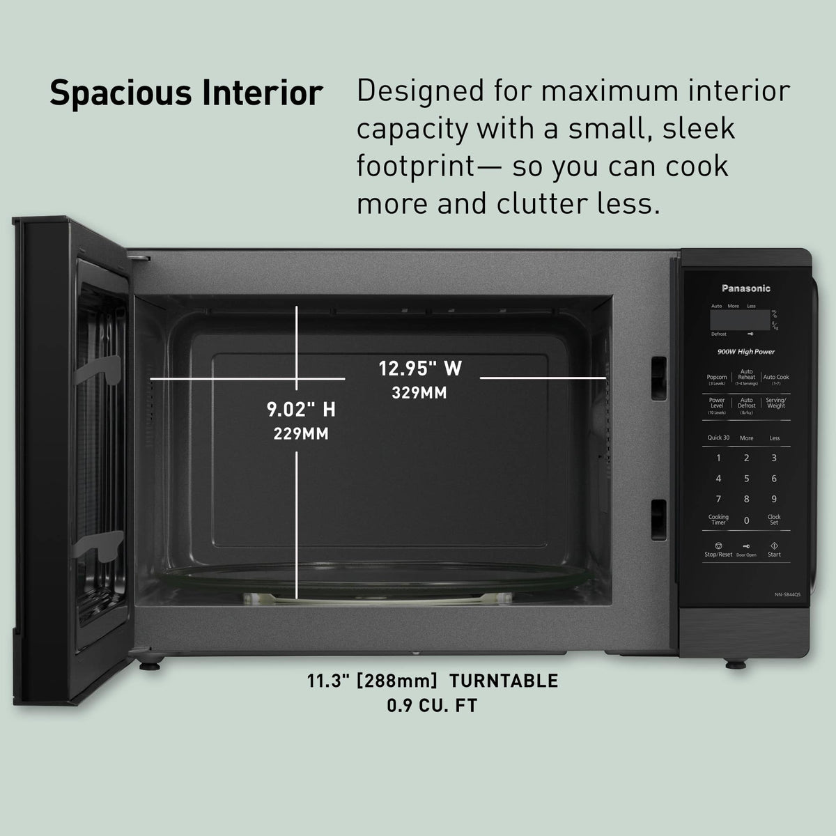 Panasonic - Countertop Microwave Oven, 900W, 0.9 Cu. Ft - Black Stainless Steel