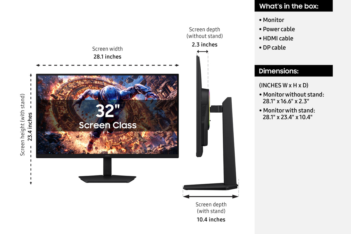 Samsung - 32" Odyssey G8 (G80HS) IPS Dual Mode (6K UHD 165Hz, 3K 330Hz), 1ms, NVIDIA G-sync & AMD FreeSync Gaming Monitor - Black
