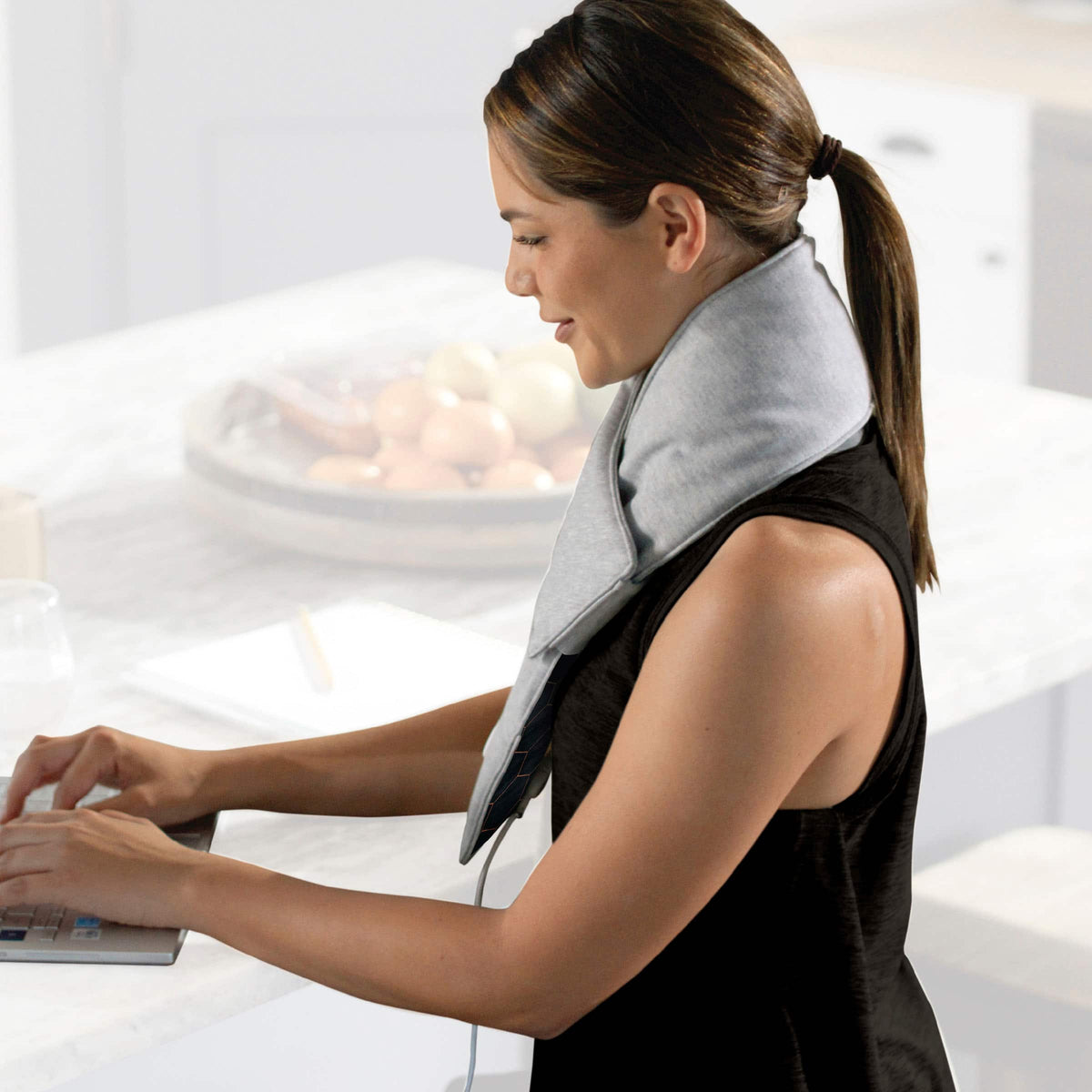 Calming Heat - Charcoal + Copper Infused Massaging Neck Wrap - Gray