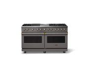 Viking - Pro 5 Series 9.4 Cu. Ft. Freestanding Sealed 8B LP DF Convection Range/Grdl/Grill - Damascus Gray w. Brushed Brass Trim - Damascus Gray
