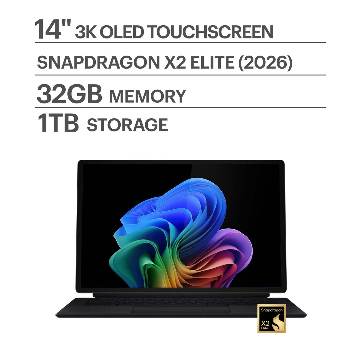 ASUS - ProArt PZ14 14" OLED 3K Touch Detachable Laptop - Snapdragon X2 Elite 18-Core - 32GB RAM - 1TB SSD - Copilot+ PC - Nano Black