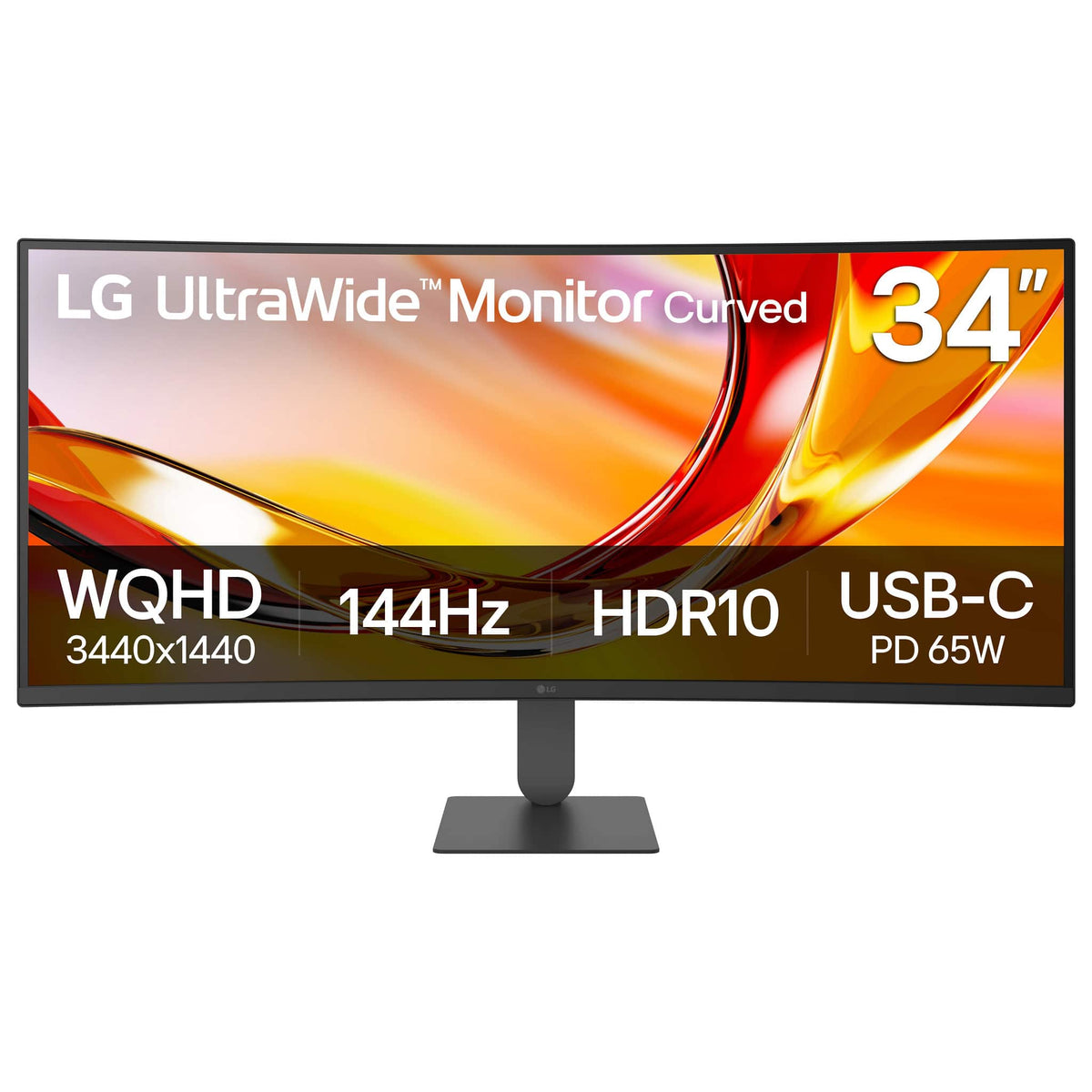 LG - UltraWide 34" WQHD 144Hz Curved Monitor FreeSync Premium HDR10 (HDMI, DisplayPort, USB-C) - Black