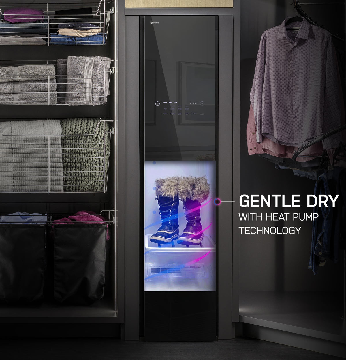 GE Profile - Steam Closet with Fabric Refresh - Mirrored Carbon