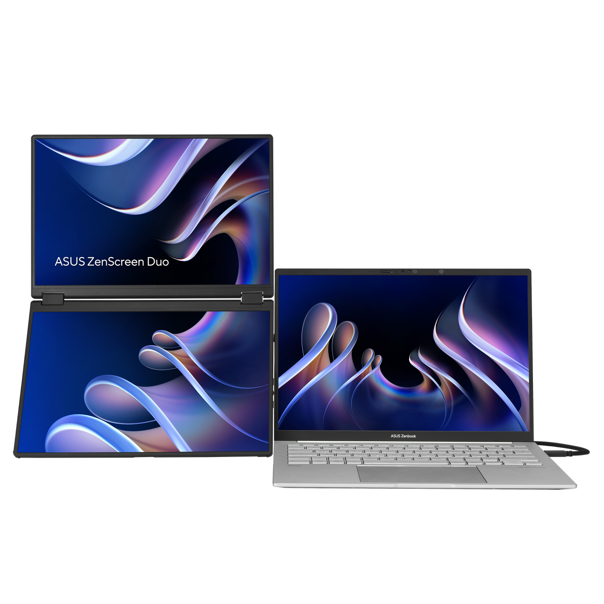 ASUS - ZenScreen Duo 14" FHD+ IPS Portable Dual Monitor with Ergo Kickstand and 360-Degree Rotation (Mini-HDMI, USB-C) - Black
