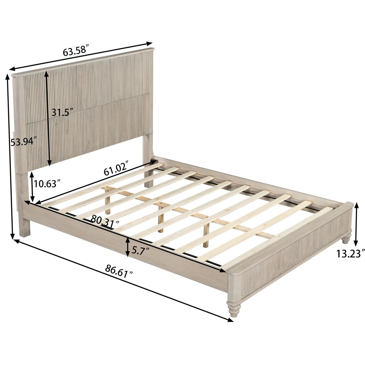 Estructura de cama de plataforma y cabecero alto