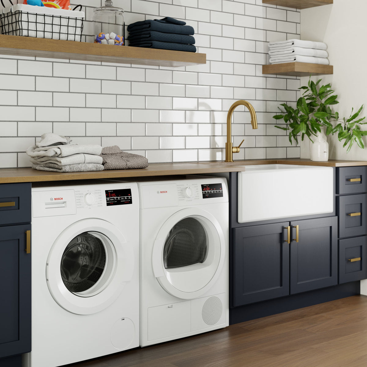 Bosch - 300 Series 2.2 Cu. Ft. High-Efficiency Stackable Smart Front Load Washer - White