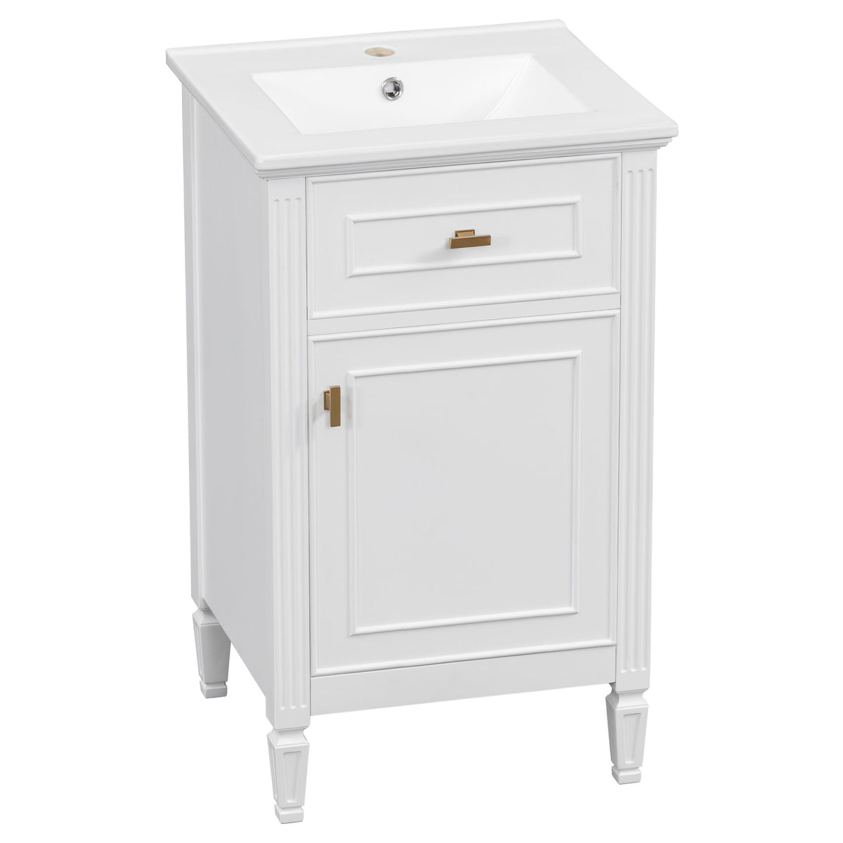 Tocador de baño con lavabo, estante ajustable y cajón abatible