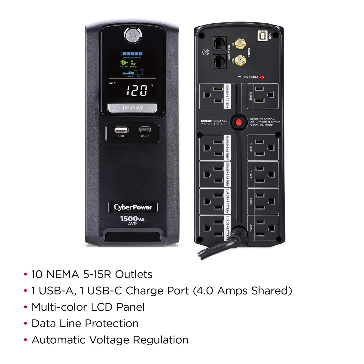 CyberPower - LX1500GU3 Battery Backup UPS Systems - Black