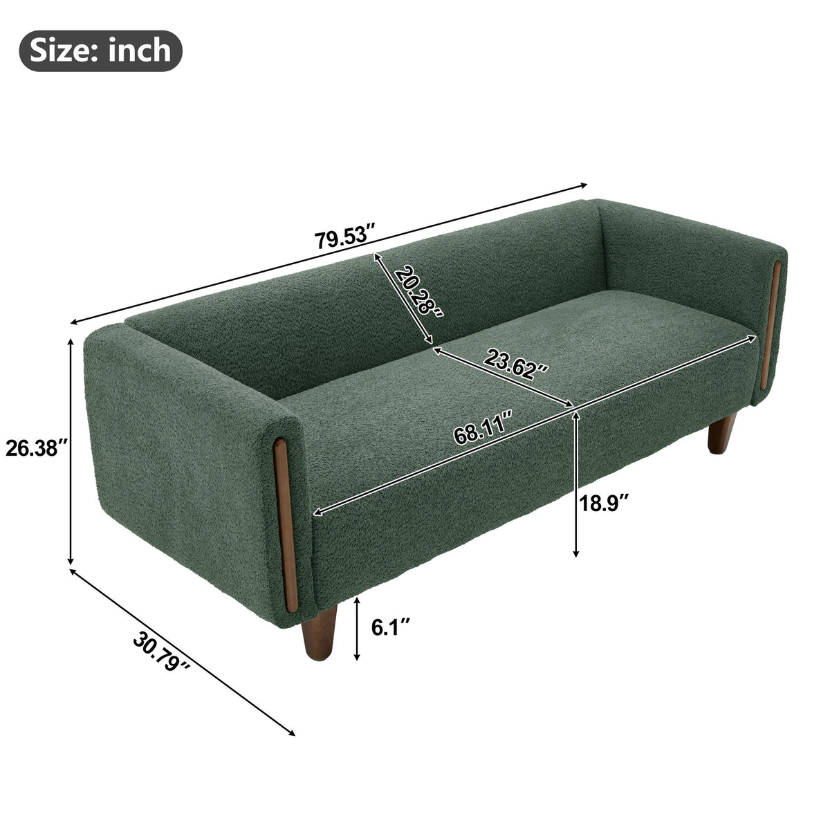 3 Seater Sofa With Armrests For Living Room