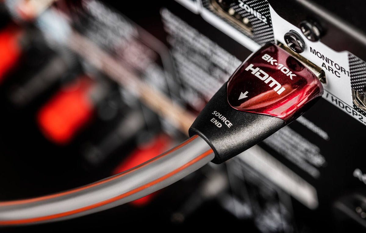 AudioQuest - Cherry Cola 48 49.2' 4K-8K-10K 48Gbps In-Wall Rated HDMI Cable - Gray with Red Stripes