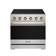 36 in. Wide 5 Elements Gordon Ramsay Series by Thor Kitchen 6.0 Cu. Ft Freestanding Electric Range with Bronze Hardware - Stainless Steel