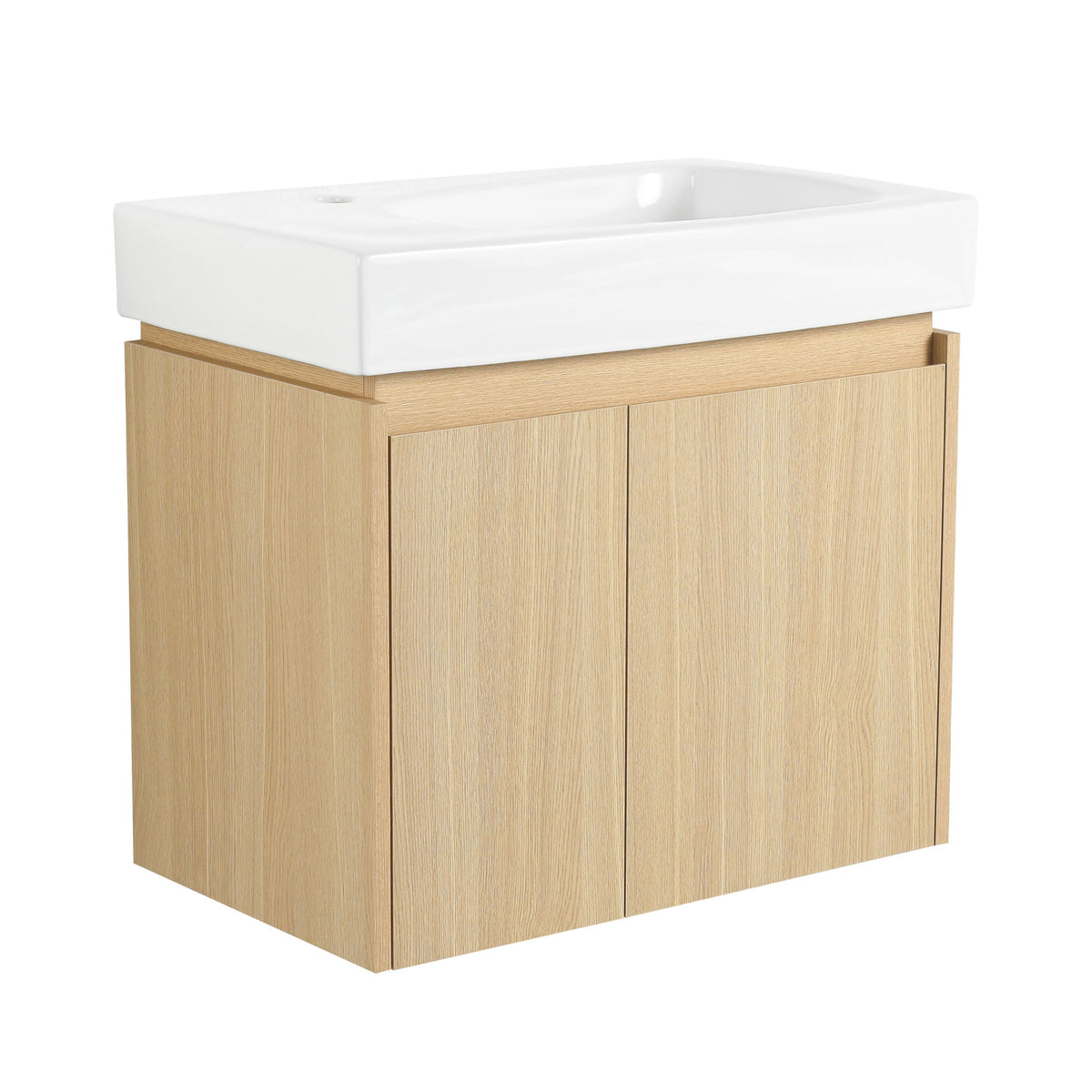 Mueble de baño moderno con lavabo cerámico, combinado con lavabo flotante de pared, armario de almacenamiento