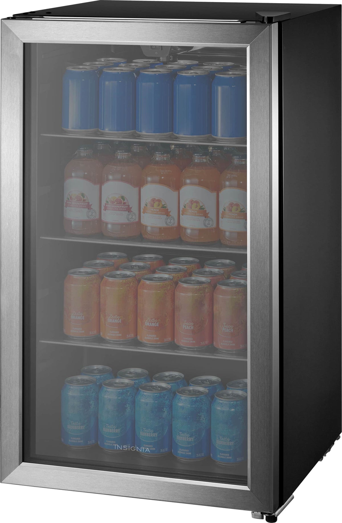 Insignia™ - 115 Can Beverage Cooler with Glass Shelves - Stainless Steel Look