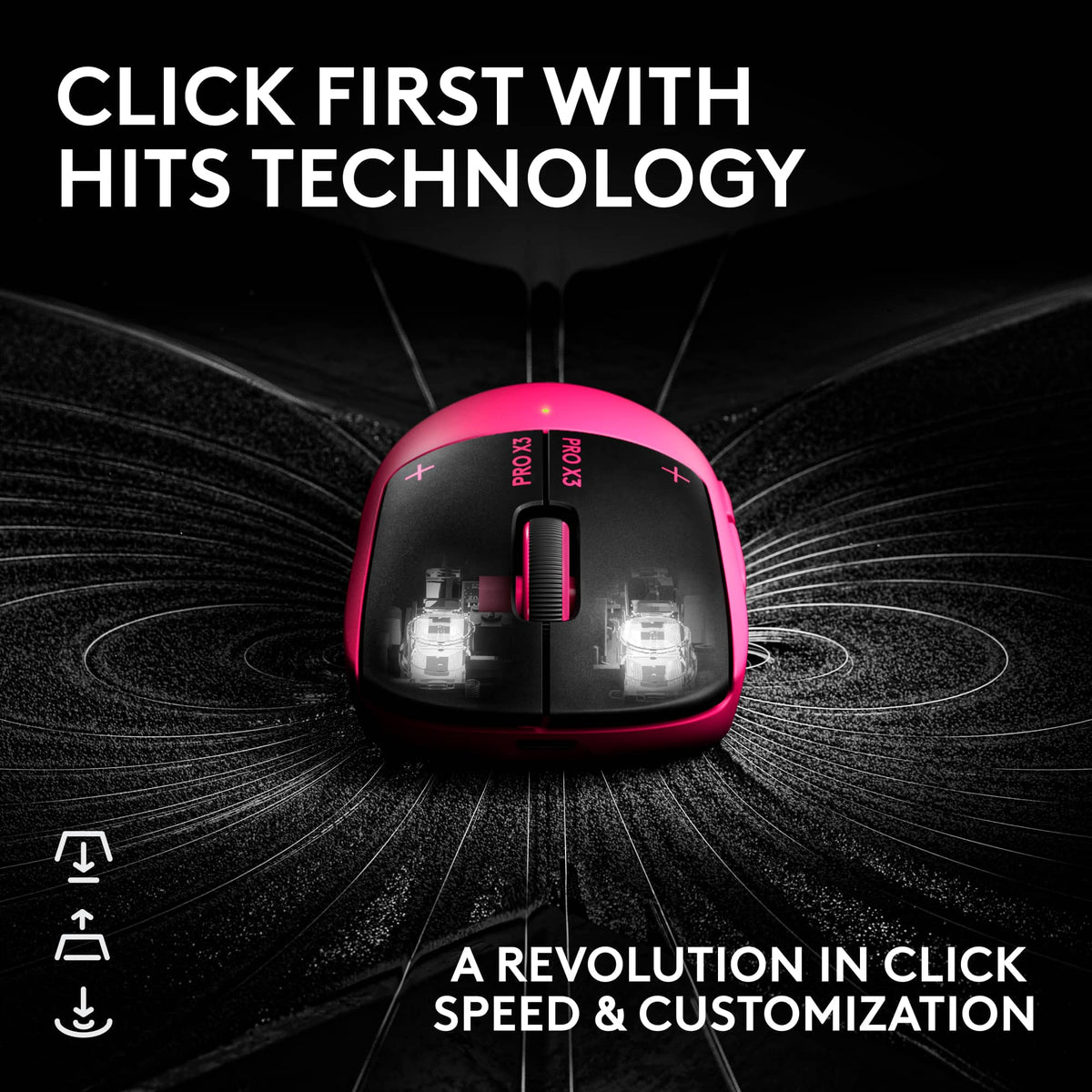 Logitech - G PRO X3 SUPERSTRIKE Wireless Gaming Mouse, Ultra-Lightweight with Programmable Buttons for PC, Mac - Wireless - Pink Magenta