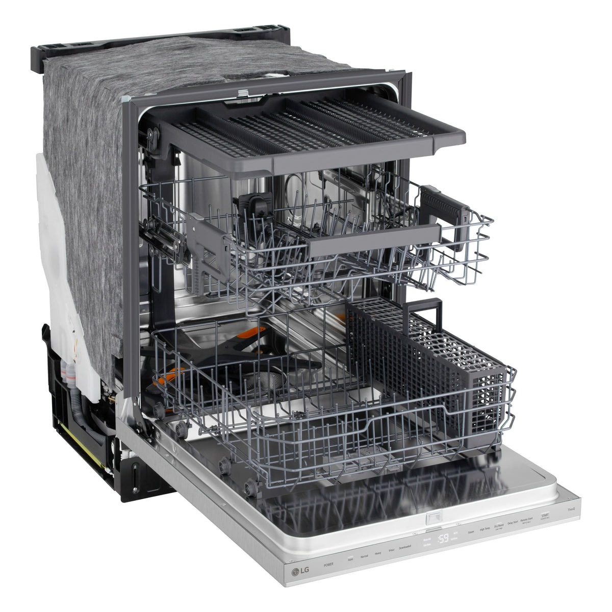 LG - FlushFit 24-in Top Control Smart Built-In Stainless Steel Tub Dishwasher with 3rd Rack, 1-Hour Wash and Dry, 46dBA - Stainless Steel