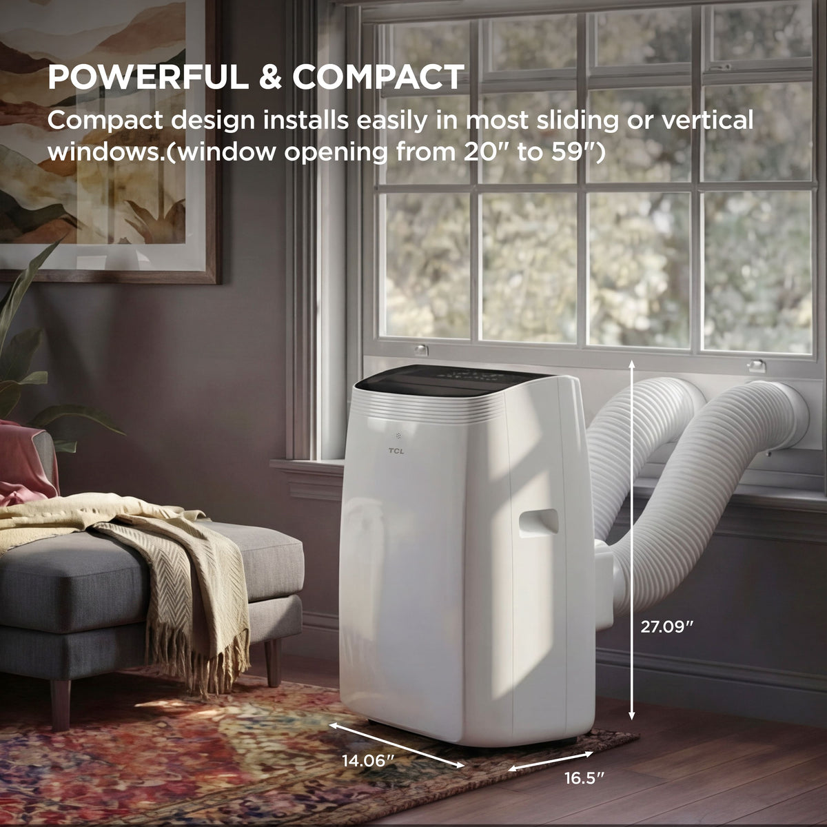 TCL - 450 Sq. Ft. 10,000 BTU Q-Series Ultra-Quiet Dual Hose Inverter Smart Portable Air Conditioner - White