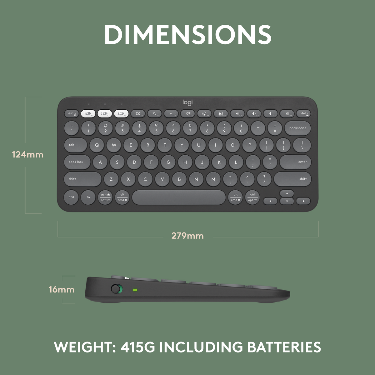 Logitech - Pebble Keys 2 Slim TKL Wireless Scissor Keyboard for Windows, macOS, iPadOS, Chrome - Graphite