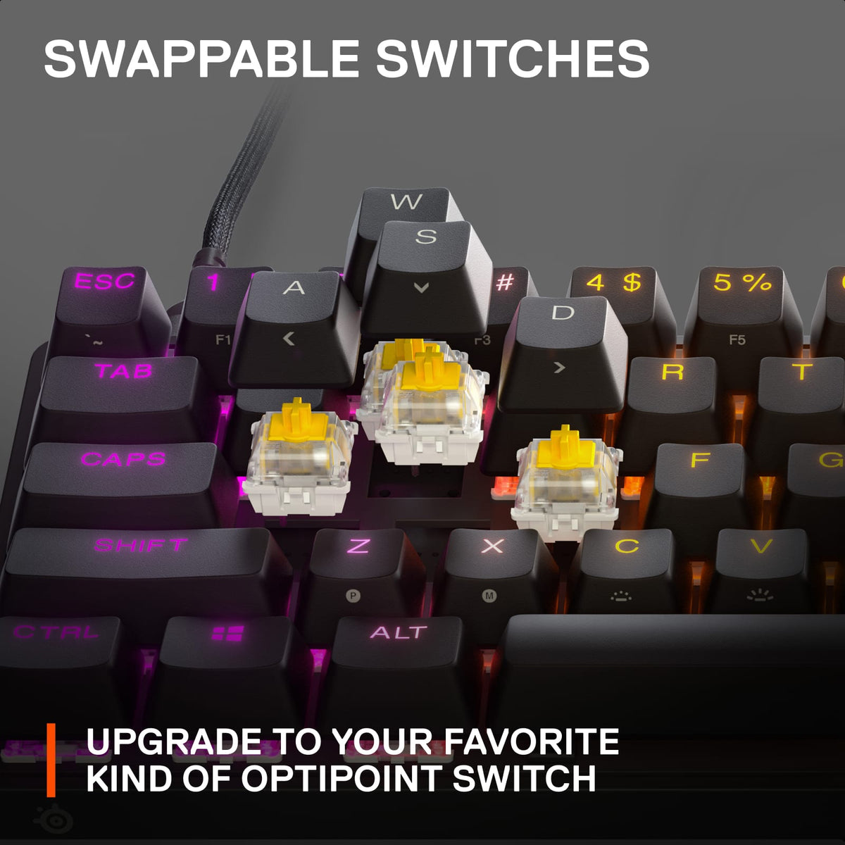 SteelSeries - Apex 9 Mini 60% Wired Optical OptiPoint Adjustable Actuation Switch Gaming Keyboard with Rapid Tap - Black