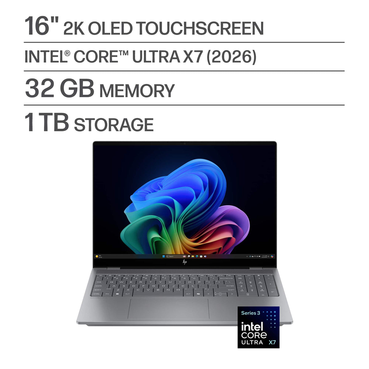 HP - OmniBook X – 16” 2K OLED Touchscreen Laptop – Intel Core Ultra X7 358H 2026 – 32GB Memory – 1TB SSD – Copilot+ PC - Meteor Silver