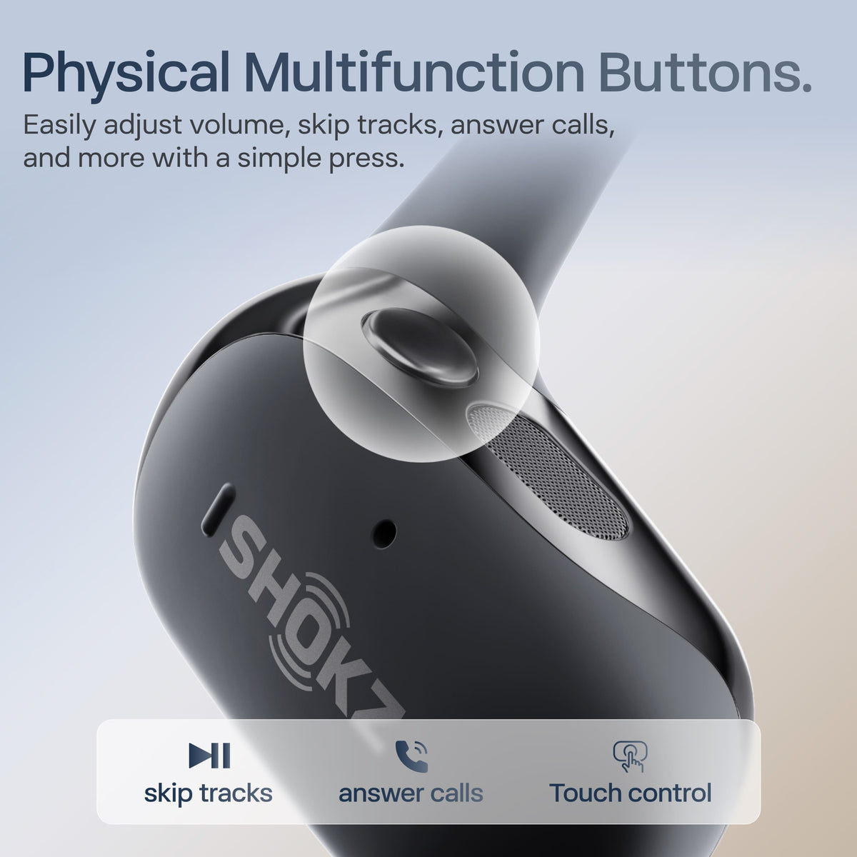 Shokz - OpenFit 2+ Open-Ear True Wireless Bluetooth Earbuds - Black