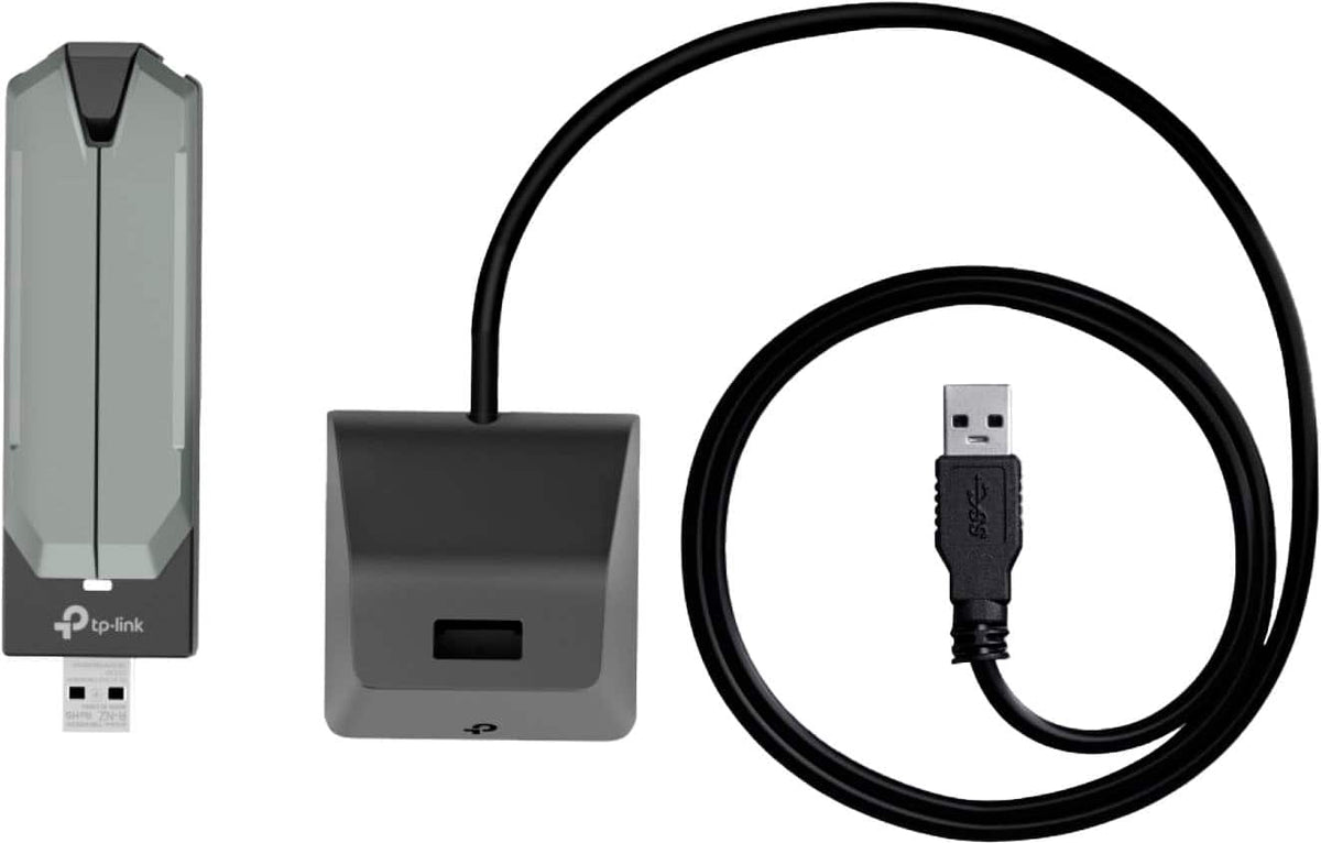 TP-Link - BE6500 Tri-Band Wi-Fi 7 Lightning-Fast High Gain Wireless USB Adapter for Boosted Range - Black