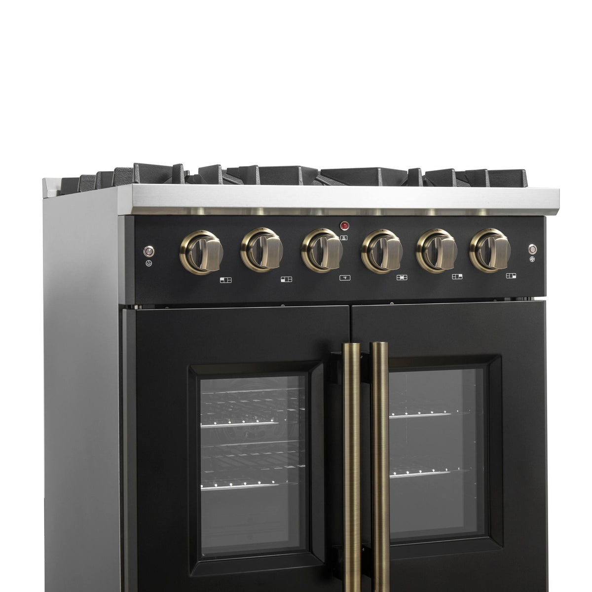 Forno Appliances - 30 in. Wide 5 Burner Galiano 4.32 Cu. Ft. Freestanding Gas Convection Range with French Door Design - Black