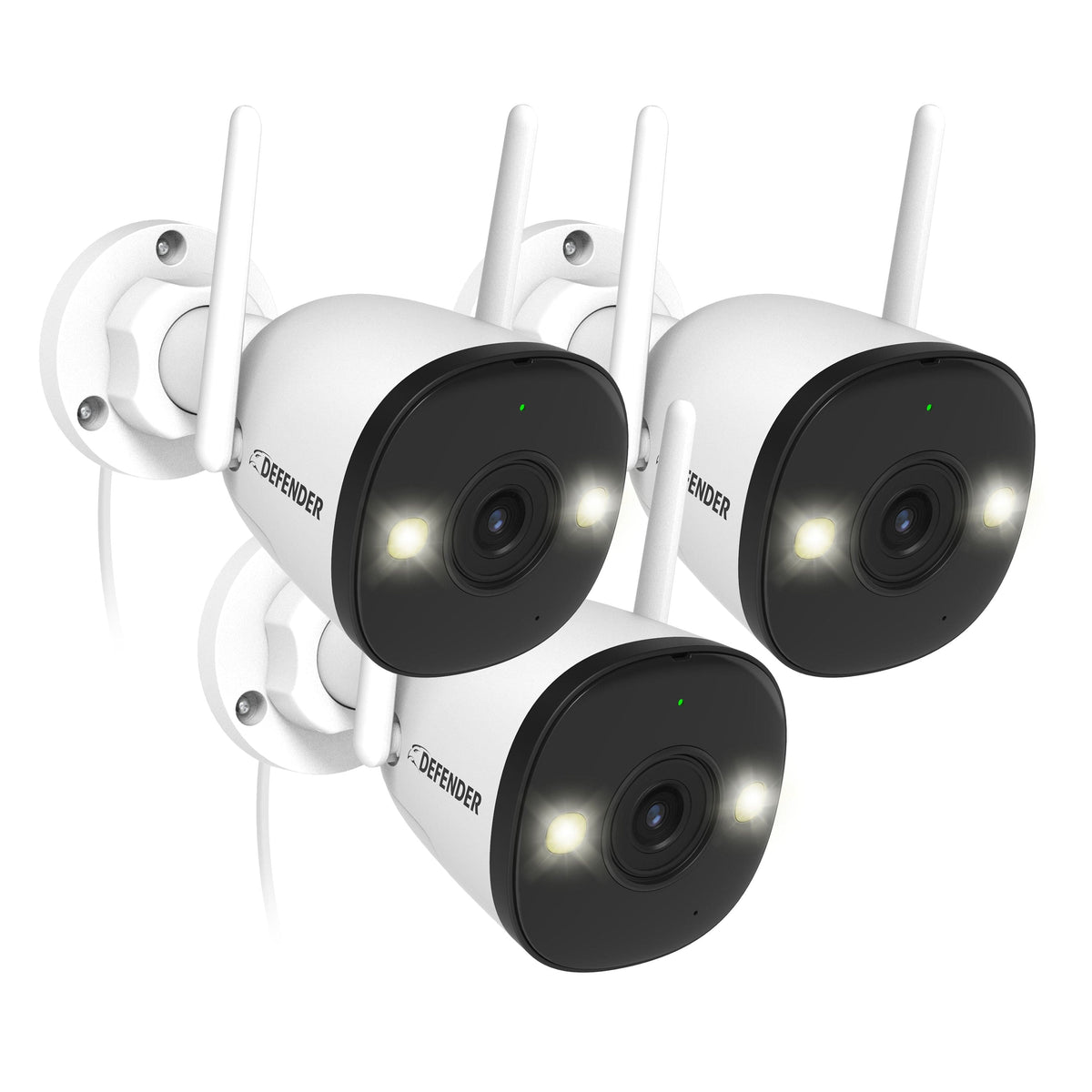 Defender - AI POWERED 4K Guard Pro Wi-Fi 6 Plug-in Power Security Camera - 3 pack - White