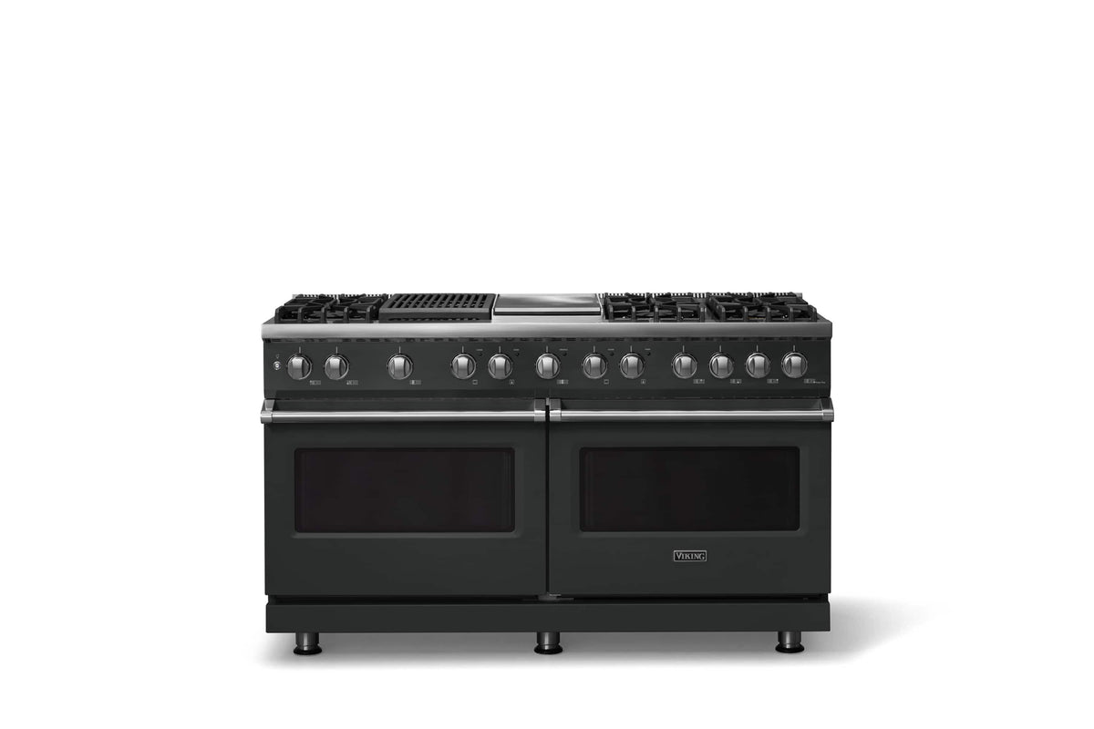 Viking - 60"W. 8 Burner Pro 5 Series 9.4 Cu. Ft. Freestanding Sealed 8 Burner Dual Fuel Convection Range/Griddle/Grill - Antique Bronze