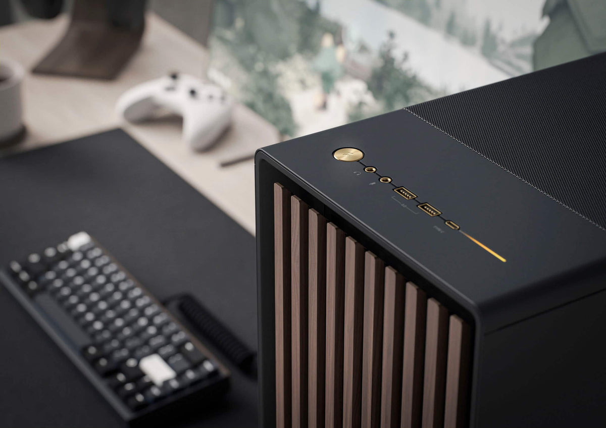 Fractal Design - North Charcoal Black with Walnut Front and Mesh Side Panel Mid-Tower PC Case - Black