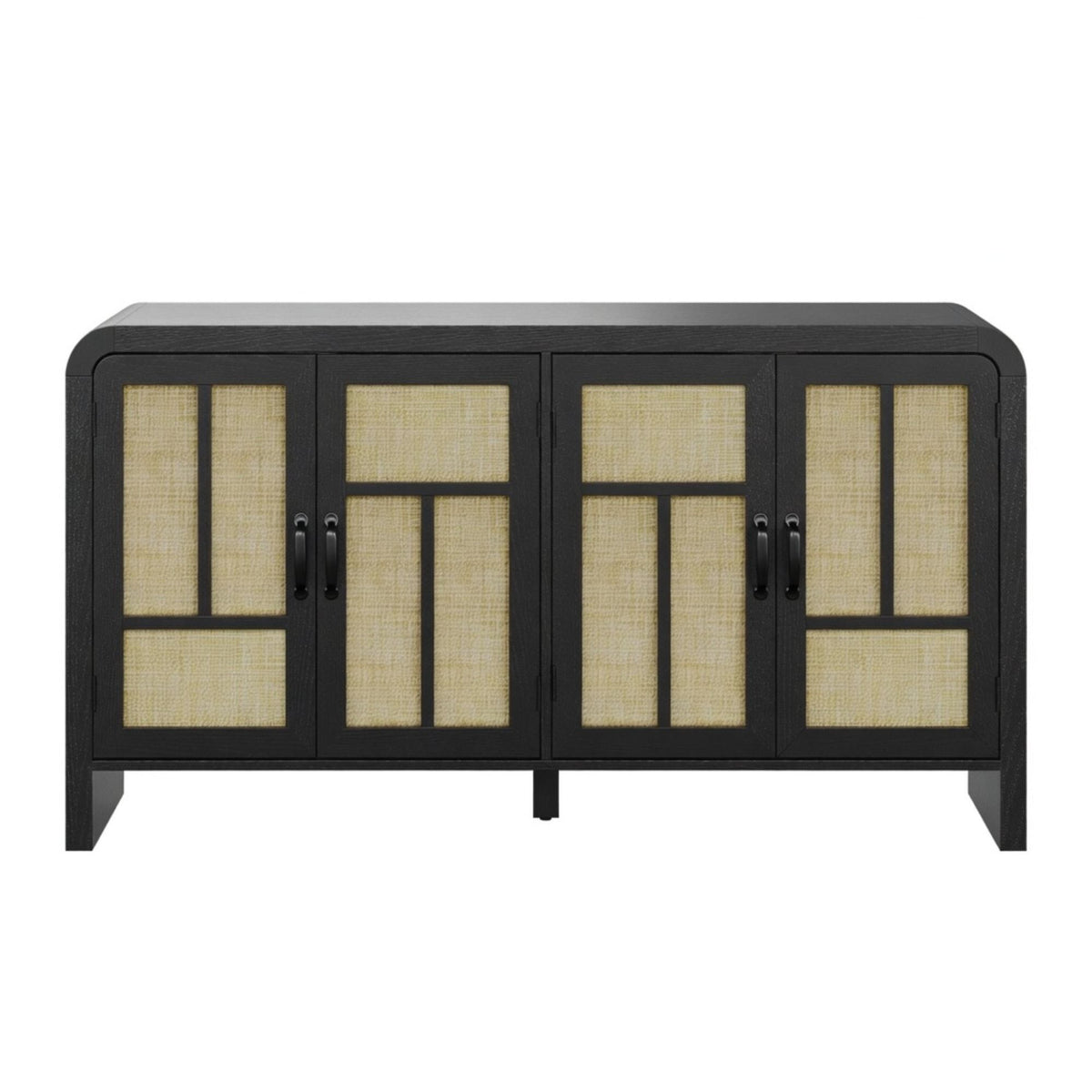 Aparador Buffet con 4 puertas y estantes ajustables - Negro