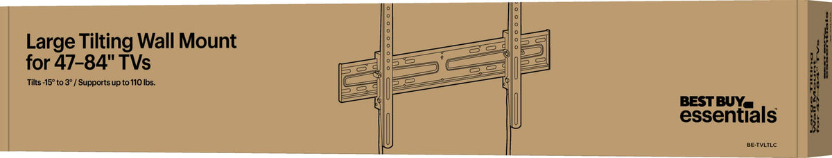 Best Buy essentials™ - Tilting TV Wall Mount For Most 47–84" TVs - Black
