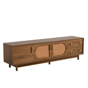 70" TV Stand With Beveled Edge Design - Brown