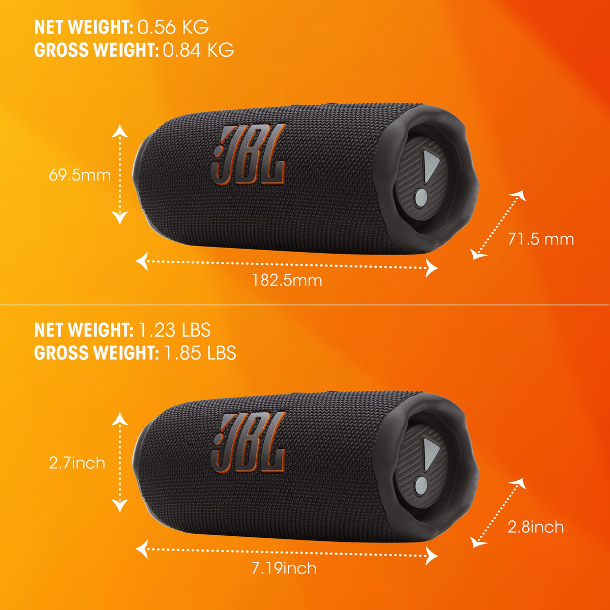 JBL - Flip 7 - Portable waterproof and drop-proof speaker - 2025 - Black