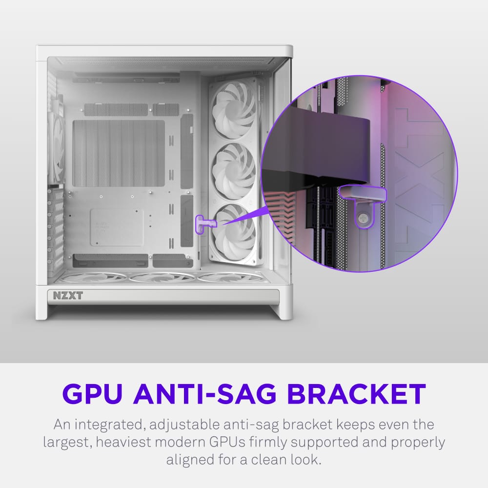 NZXT - H6 RGB+ - ATX Dual-Chamber PC Case with Pre-Installed RGB Fans and Control Hub Lite - White