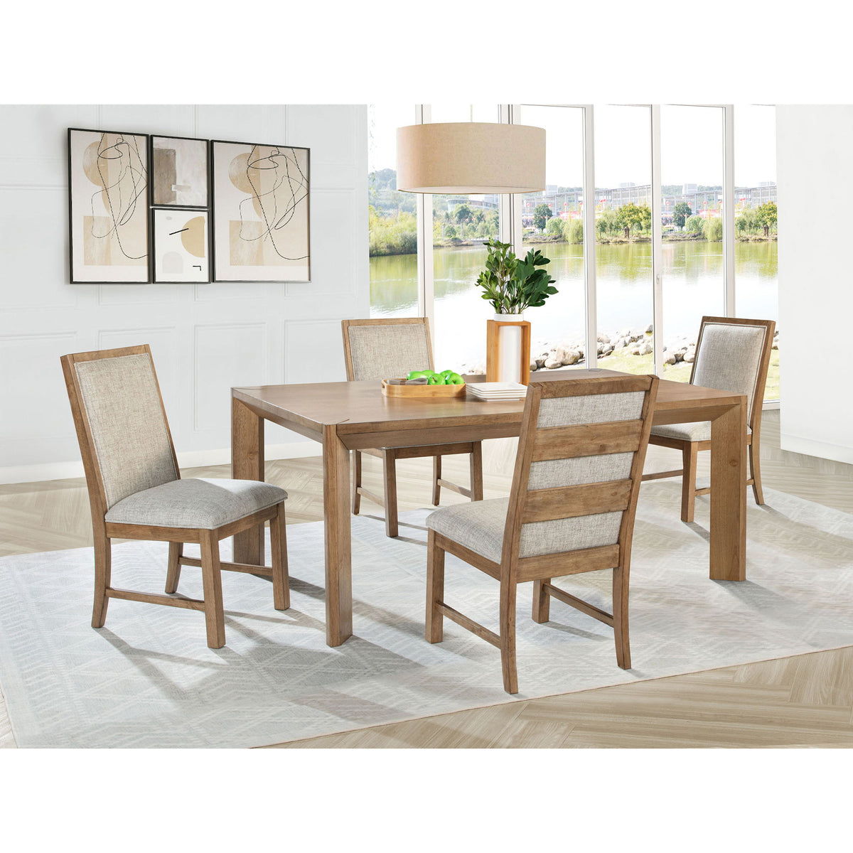 Juego de comedor rectangular con patas angulares