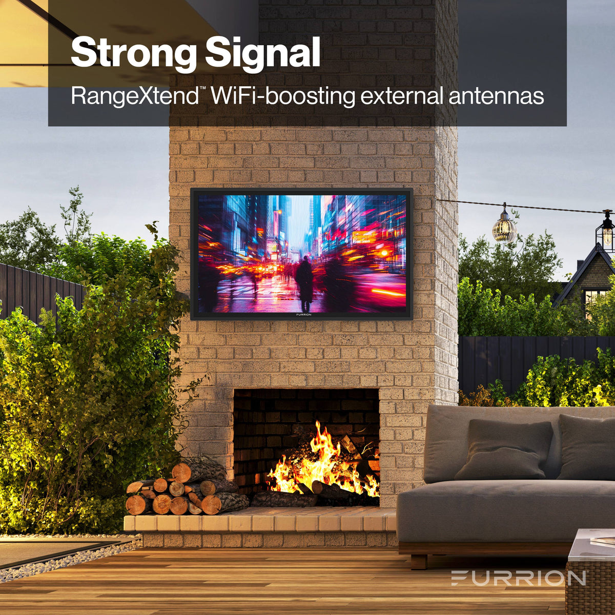 Furrion - Aurora 43" Partial-Sun 2 Outdoor Smart 4K LED Impact-Resistant Screen WiFi-Boosting Antennas 750 Nit