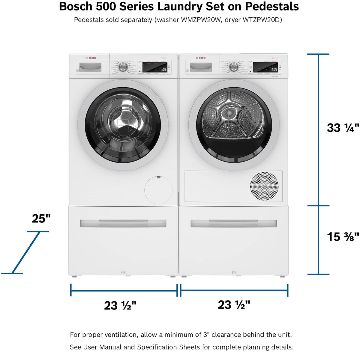 Bosch - 500 Series 4 Cu. Ft. Stackable Smart Electric Dryer with Self-Cleaning Condenser - White