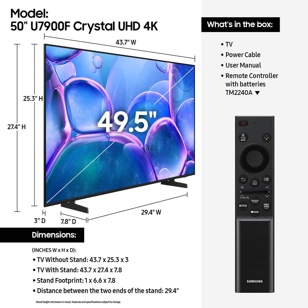 Samsung - 50" Class U7900 Series UHD 4K Smart Tizen TV (2025)